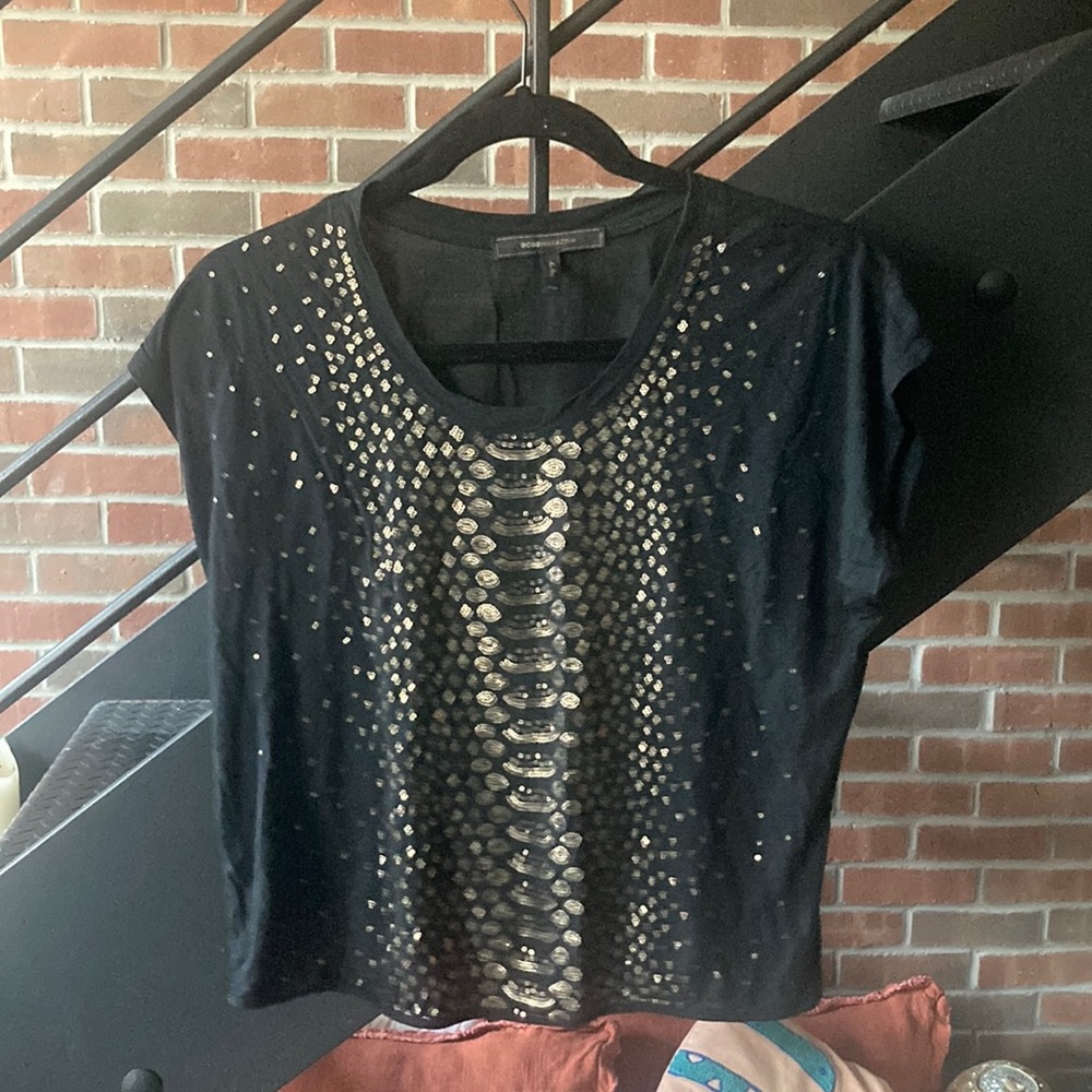 Worn once! Gold and midnight sequins top very cute frame.